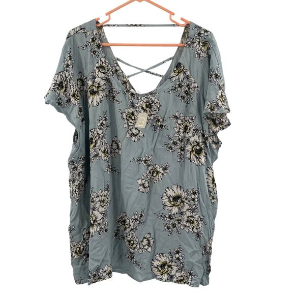 MAURICES Blouse Size 3 Plus Curvy Flora Flowy NWT Lattice Back Top Lightweight - Picture 3 of 16